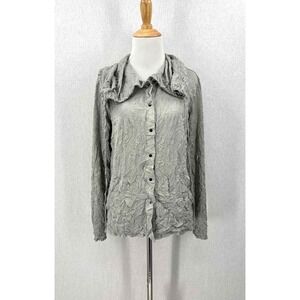 BABETTE Perforated Hooded Jacket Womens XS Sage Gray Crinkle Lightweight Layer